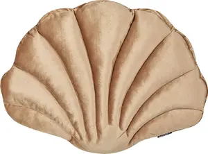 Decorative velour shell cushion Beliani CONSOLIDA beige 47 x 35 cm