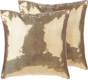 Decorative Sequin Cushion Set Beliani ASTER – 2 pieces, 45 x 45 cm, gold