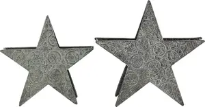 Set of 2 metal candle holders Beliani TORNIO, silver finish