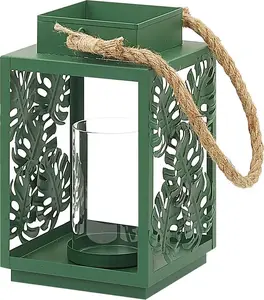 Lantern lamp Beliani UNIMAK metal, green — decorative outdoor/indoor lighting