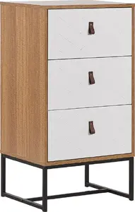 Chest of Drawers Beliani NUEVA – light wood with white finish, storage cabinet with drawers
