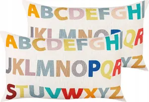 Children's cotton pillows Beliani ASARUM set of 2 with alphabet motif 30 x 50 cm multicolour