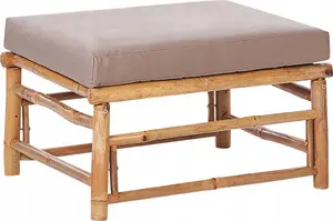 Outdoor ottoman Beliani CERRETO bamboo beige-gray - compact garden footstool