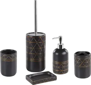 Bathroom accessory set Beliani LANCO — 5-piece black bathroom accessories set, model 230506