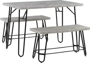 Dining set Beliani KEMPTON — table and 2 benches, grey with black
