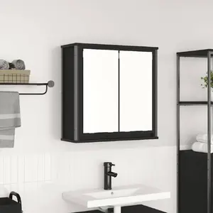 Sienas skapītis vannasistabai ar spoguli VidaXL modelis 861897, melnās ozola krāsā, 60x21x60 cm
