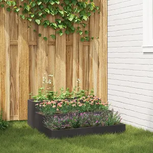 Planter/Flower Pot VidaXL model 865834 Black Cold-rolled Steel 90 x 90 x 35 cm