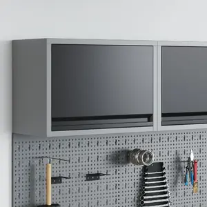 Wall-mounted tool cabinet VidaXL with gas-assist door, black, model 4103477