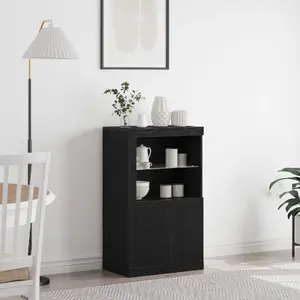 Боковая тумба VidaXL 863017 из черного дуба — деревянный шкаф для хранения