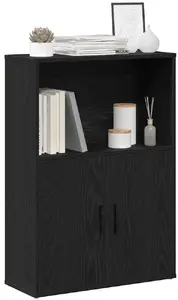 Bookshelf VidaXL model 860410, black, engineered wood shelving unit