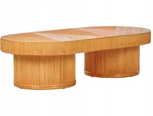 Āra rotangpalmas ēdamgalds Beliani AIROLE gaiša koka apdare, 150 x 70 cm