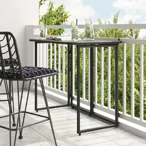 Saliekams dārza galds VidaXL modelis 4108254 poliratans melns – 90x51x75 cm