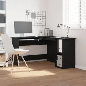 Угловой стол VidaXL 862450 черный инжиниринговая дубовая древесина 140x120x75 см