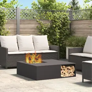 Ugunsgrozs ar malkas noliktavu VidaXL 100x100x30 cm tērauds melns