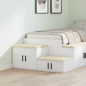 Nightstand table VidaXL model 866651 in white MDF with 2 drawers and open shelf