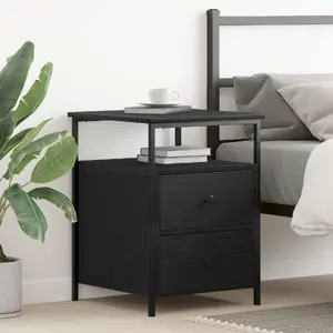 Nightstand VidaXL model 862921 Black Oak composite wood medium nightstand
