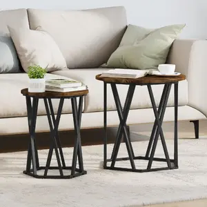 Kafijas galds VidaXL modelis 868263 plāns dūmotā ozola apaļš vidējs