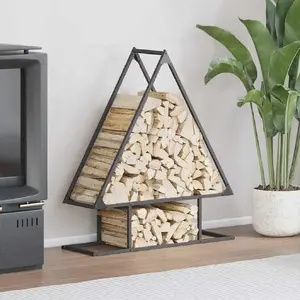 Firewood Rack VidaXL 864315 black - outdoor/indoor wood storage, steel construction
