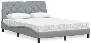 Кровать с матрасом VidaXL модель 3310727, обивка ткань, светло-серая, 120x200 см