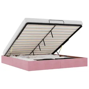Каркас кровати VidaXL 3310978, розовый, 160 x 203 см, макс. нагрузка 280 кг, высота 23,5 см