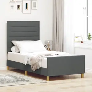 Gultas rāmis VidaXL 3344628 tumši pelēks audums 100x200 cm