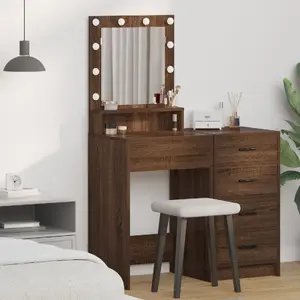Kosmētikas galds ar spoguli VidaXL modelis 865124, brūns ozols, kompozītkoks, 50 x 41 x 135 cm