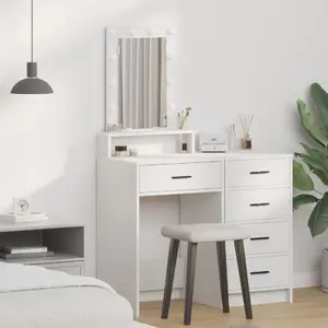 Kosmētikas galds VidaXL modelis 865154 ar spoguli, balts inženierkoks, 50 x 41 x 140 cm