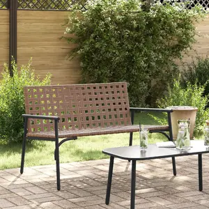 Скамья садовая VidaXL модель 42004144 ротанг коричневая с металлическим каркасом