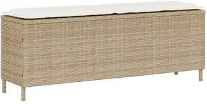 Dārza sola VidaXL modelis 4104158 ar bēšu spilvenu, 110x30x40,5 cm, poliratan
