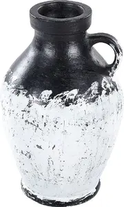 Decorative Terracotta Vase Beliani MASSALIA 33 cm Black-White