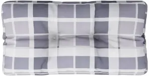 Spilvens paletei VidaXL 80x40x12 cm pelēka rūtiņu audums