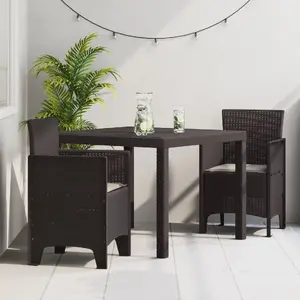 Garden Dining Set 3-Piece VidaXL 3378678 Dark Brown Polypropylene