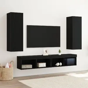 Sienas TV skapīši VidaXL komplekts 2 gab. modelis 862571, melnā ozola apdare, koka materiāls
