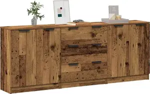 Atvilktņu kumodes VidaXL 3 gab. no atjaunotas koksnes ar 3 atvilktnēm katra, modelis 60x30x70 cm