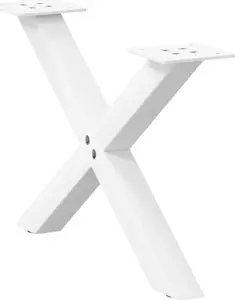 Galda kājas VidaXL modelis 4012877, 2 gab., balta tērauda, augstums 50 cm (stiprinājuma plāksne 30–31 cm)