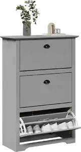 Shoe Rack VidaXL BODO, gray, metal/wood storage organizer