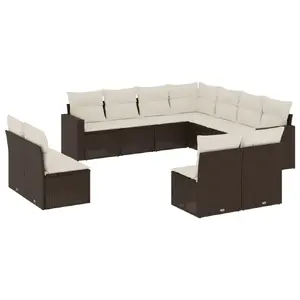 Скамья уличная VidaXL 3251480 — ротанг с закалённым стеклом, 55×55×37 см, грузоподъёмность 110 кг, кремовый