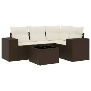 Скамья уличная VidaXL 3222522 из ротанга с закалённым стеклом, кремовая, 550×550×370 мм, нагрузка 110 кг