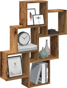 Настенная полка кубы VidaXL модель 856594 из состаренной древесины, 78x15x93 см