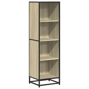 Книжный шкаф VidaXL 849125, полки дубовые с металлическим каркасом, 400×350×1390 мм