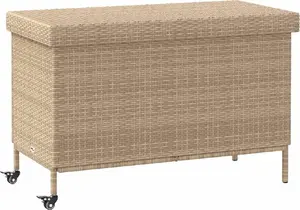 Garden Storage Chest VidaXL model 4103829 in beige with wheels, polyrattan
