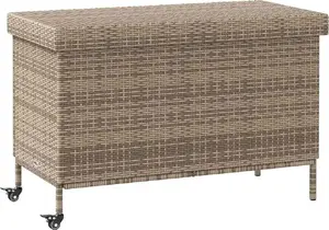 Outdoor Storage Chest VidaXL model 4103828, gray polyrattan, with wheels, 110x55x73 cm