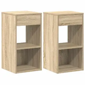 Nightstand bedside table VidaXL 858718 Oak, 1 drawer, W350×D340 mm, drawer 320×285×120 mm, pack of 2