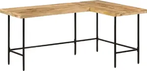 Desk VidaXL model 353333, mango solid wood tabletop and iron frame, 165x110x77 cm