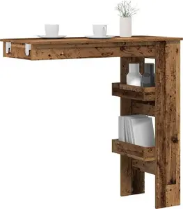 Sienas bāra galds VidaXL modelis 856860 no vecas koksnes, virtuvei vai bāram, sienas galds 102x45x103,5 cm