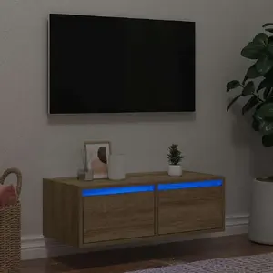 ТВ тумба VidaXL модель 860231 с LED-подсветкой, отделка дуб сонома, для небольших телевизоров