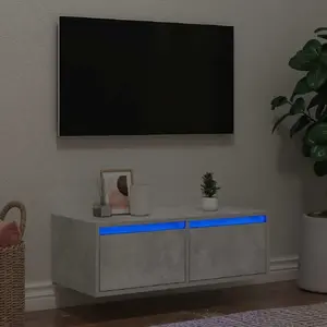 ТВ-тумба VidaXL модель 860232 с LED-подсветкой, бетонно-серый оттенок, для небольших телевизоров