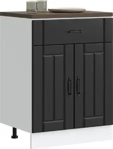 Grīdas virtuves skapītis VidaXL Lucca modelis 853728 Melna laminēta saplāksnis