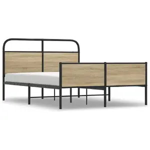 Каркас кровати VidaXL 4100393, дубовый цвет, 146 см x 2,07 м, высота 100 см