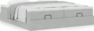 Кровать-рама с оттоманкой и матрасами VidaXL модель 3311267, серый бархат, 200x200 см